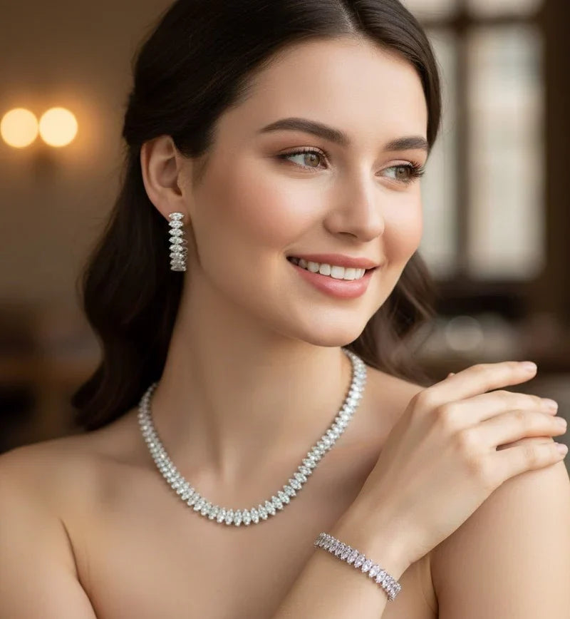 Ice White Marquise Crystal Jewelry Set