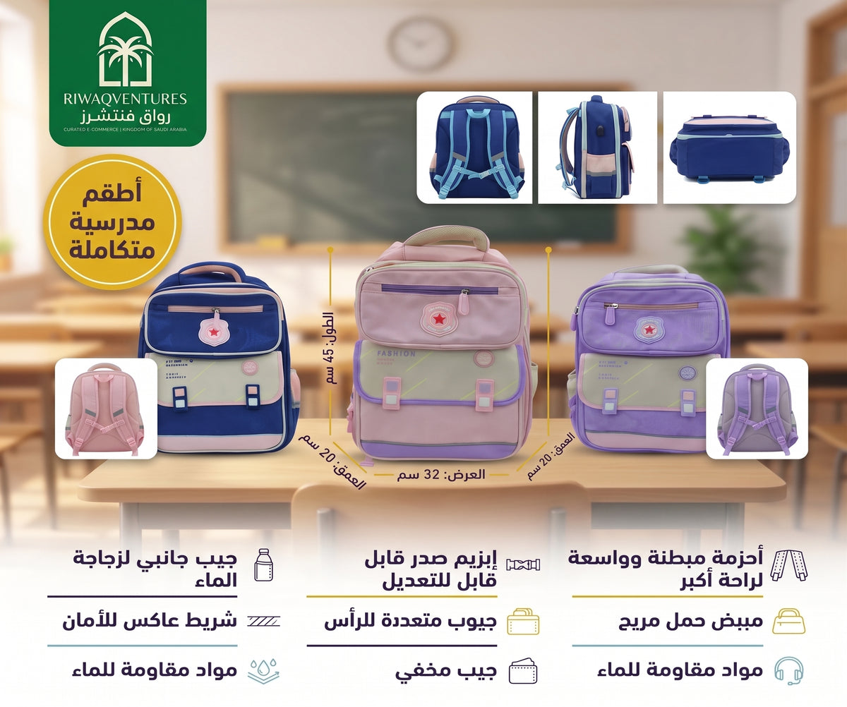 Premium Multi-Pocket Kids School Bag – Ergonomic & Waterproof